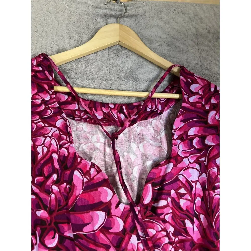 Kika Vargas x Target Blouse XL Pink Floral Bishop Puff Sleeves